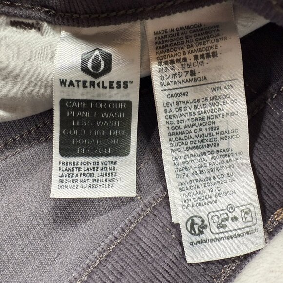 Levis Ribcage Straight Ankle Pants Women Size 27 Gray Corduroy High Rise 28x26 - Picture 8 of 16